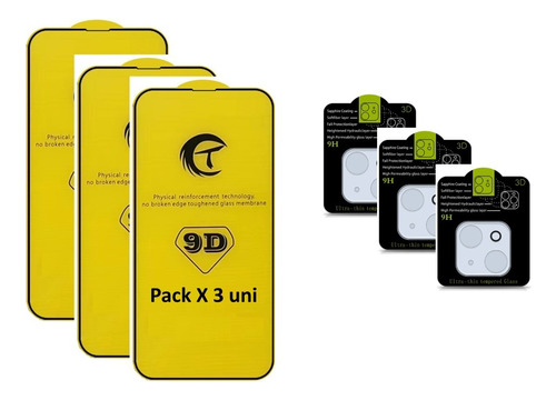 Pack X 3 Lamina + Protector Camera Para iPhone Todo Modelos