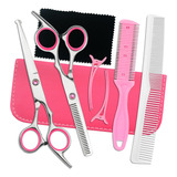 Kit De Tijeras De Corte De Pelo Para Bebé Punta Redonda-rosa