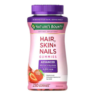 Gominolas Nature Bounty 230 con sabor a fresa para cabello, piel y uñas de 6000 mcg | Envío gratis