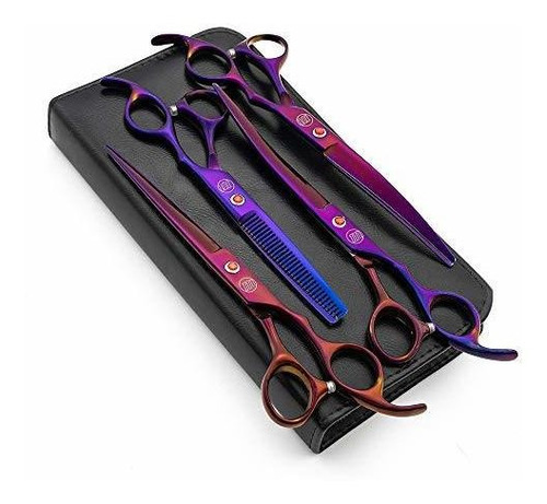 Set De Tijeras Para Peluqueria Canina 7 Pulgadas Purpura