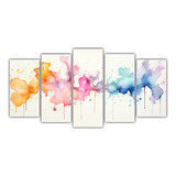 150x75cm Set 5 Canvas Decorativo Estilo Abstract Watercolor 