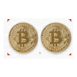 2 Monedas Bitcoin Conmemorativas Color Dorado Con Estuche