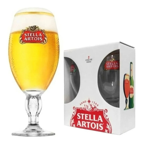 Gift Pack Stella Artois 2 Copas De 500 Cc Borde Dorado 