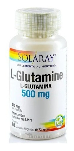 Solaray L-glutamina 500mg 60 Capsulas, Vegano Sfn