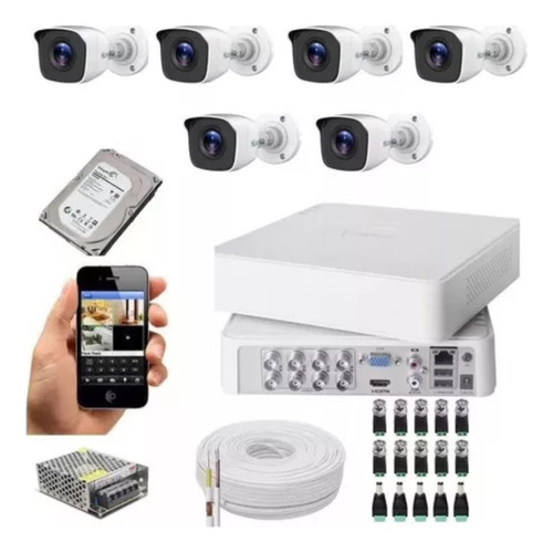 Kit Completo Hikvision 6 Câmeras Full Hd 1080p Hd 1 Tera