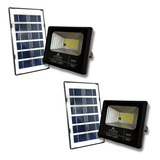 Refletor Led 50w Solar Kit 2 Holofote Fotocélula Prova Dagua