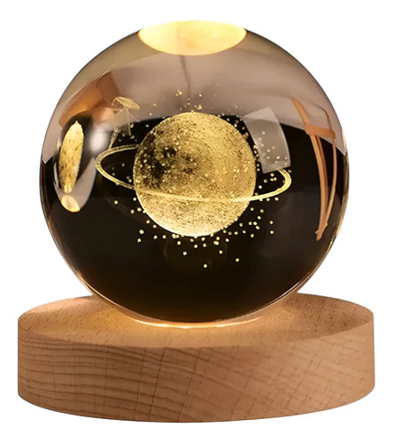 Esfera Cristal 3d Luz Led Lampara Decorativa Usb Regalo