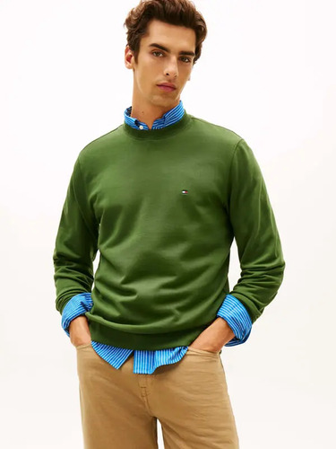 Sudadera De Hombre Verde Tommy Hilfiger Con Cuello Redondo