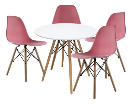 Set Comedor Mundo In Eames Oslo Blanco 4 Sillas 80cm