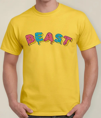 Playera Camiseta Letras Colores Beast Bestia Logo Tendencia