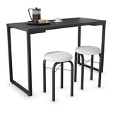 Conjunto Mesa Cozinha Prattica 120cm 2 Banq Preto/branco