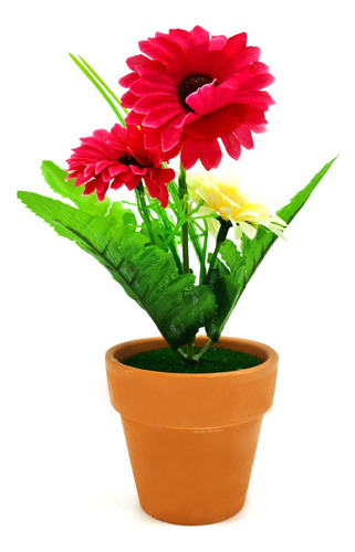 Planta Artificial, Maceta Con Flores, Decoración, 12658