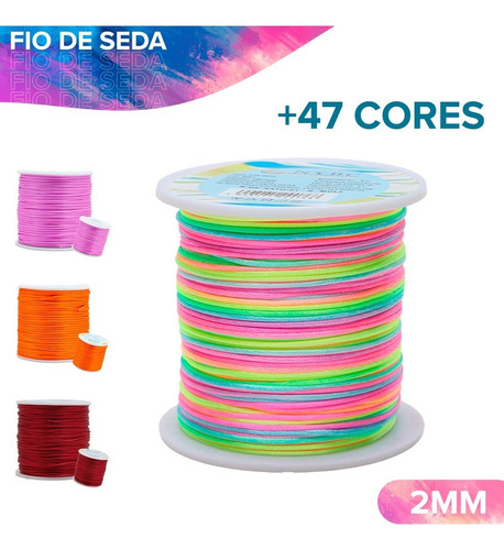 Cordão Rabo De Rato 2mm- Varias Cores Cor Multicores Leitoso - Mult2