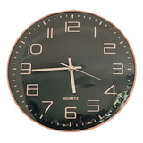 Reloj De Pared Moderno Silencioso Cobre Negro Grande
