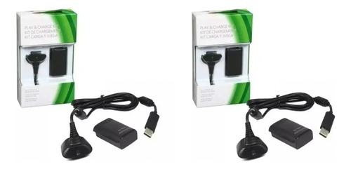 2x Kit Carga Y Juega Para Xbox 360, 4800 Mah Cable Y Batería