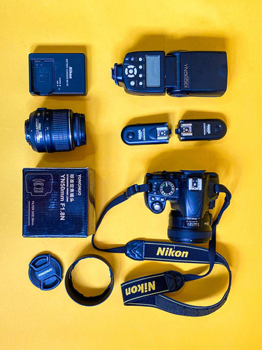 Nikon 3100 Kit Lente 50mm + Lente 18-55mm+ Fhash+radio Y Acc