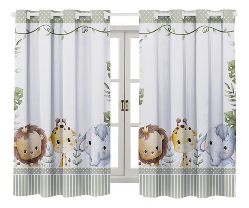 Cortina Safari Kids 2,00x1,50 Menino Menina Quarto Infantil