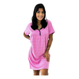 Pijama Camisola Feminina Meia Manga Com Botões Lingerie