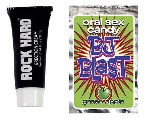 Lubricante Rock Hard 10ml + Bj Blast Manzana Verde Oral Sex