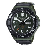 Reloj Casio Para Hombre Mrw-210hb Correa Verde Bisel Negro Fondo Verde