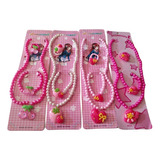 Kit Conjunto Biju Infantil C/ 12 Colares+12pulseiras+12aneis