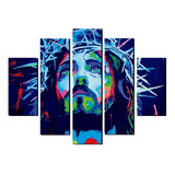 Cuadro Decorativo Rostro Jesus Azul