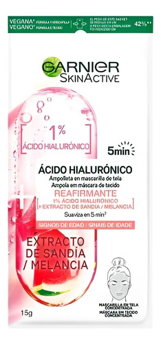 Garnier Mascarilla En Tela Acido Hialuronico Sandia 15g