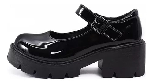 Lolita Cosplay Negro Zapatos De Plataformas Dama Flats Mujer