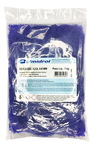 Kit C/5 Sílica Gel Azul Desumidificante 4-8mm 1kg 