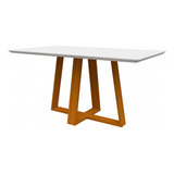 Mesa De Jantar 6 Lugares Lectus Com Vidro Ype/off White/ln03