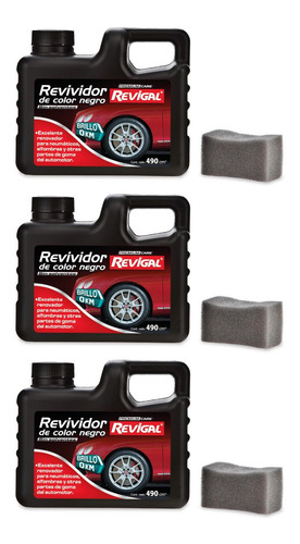 Pack X3 Revividor De Negro Neumaticos Y Alfombras Revigal