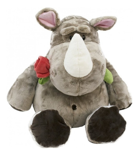 Rinoceronte Com Rosa Na Boca 32cm - Pelúcia