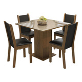  Madesa Juego Comedor 4 Sillas Color Marron/crema/sintético Negro