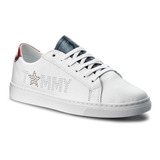 Tenis Tommy Hilfiger Star Metallic Blanco Fw0fw02349