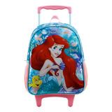 Mochila Infantil Com Rodinha Feminina Ariel Barata Grande 