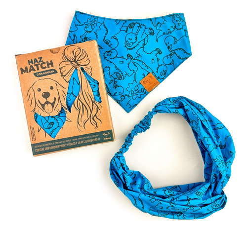 Mikhan Match Dúo Bandana Perro + Diadema Humano Dibujos M