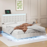 Marco De Cama Led Completo Con Carga Usb, Cama Flotante Tapi