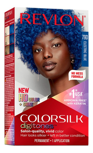  Tinte Permanente Colorsilk 79d Electric Blue Con Queratina Tono Azul