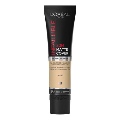 Base de Maquillaje Matte Cover de alta cobertura mate con hasta 32 Horas de Duración, formula con 4% de Niacinamida que unifica el tono de piel, ideal para piel mixta a grasa de L'Oréal Paris | MercadoLibre