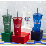 Set 4 Vasos Starbucks Navidad 2023 Originales 