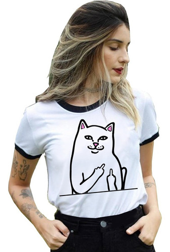 Blusa Playera Gato Grosero Para Mujer, Ropa Divertida Casual