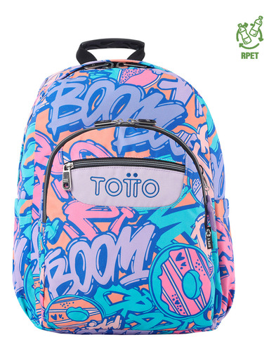 Mochila Escolar Totto Acuarela Rpet Azul Broad