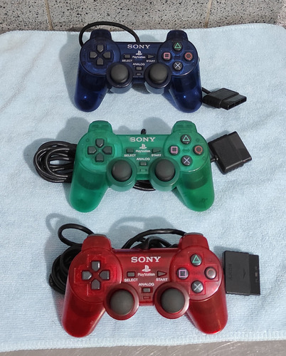 Lote 3 Controles Translúcidos Originais Sony Ps2