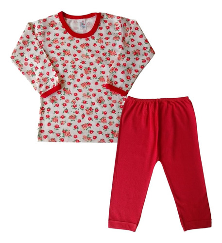 Pijama Infantil 1, 2 E 3 Anos Blusa Longa E Calça Algodão 