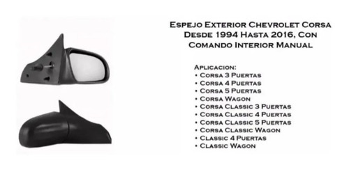 Espejo Chevrolet Corsa Classic 1994 A 2016 Lado Acompaante  Foto 3