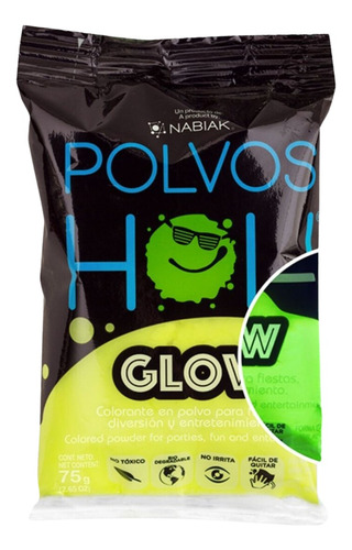 Polvos Holi Glow 75gr Fiestas Eventos Colors Colores Color Amarillo