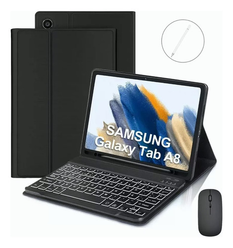 Funda +retroiluminado Teclado +mouse Para Galaxy Tab A8 X200