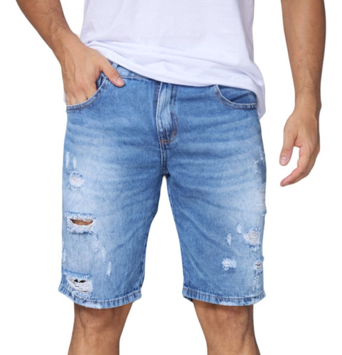 Bermuda Jeans Masculina Rasgada Claro Escuro  Top Qualidade