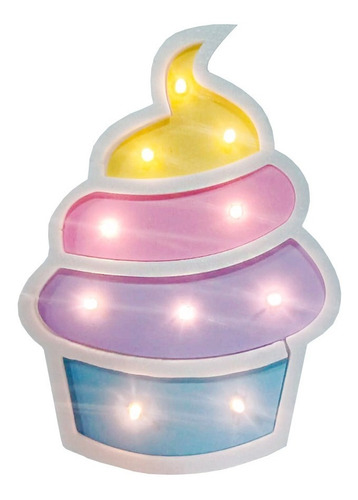 Muffin Cupcake Pastelito Con Luces Luminoso Candybar Velador