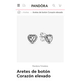 Aretes De Botón Corazón Elevado Color Plata Pandora